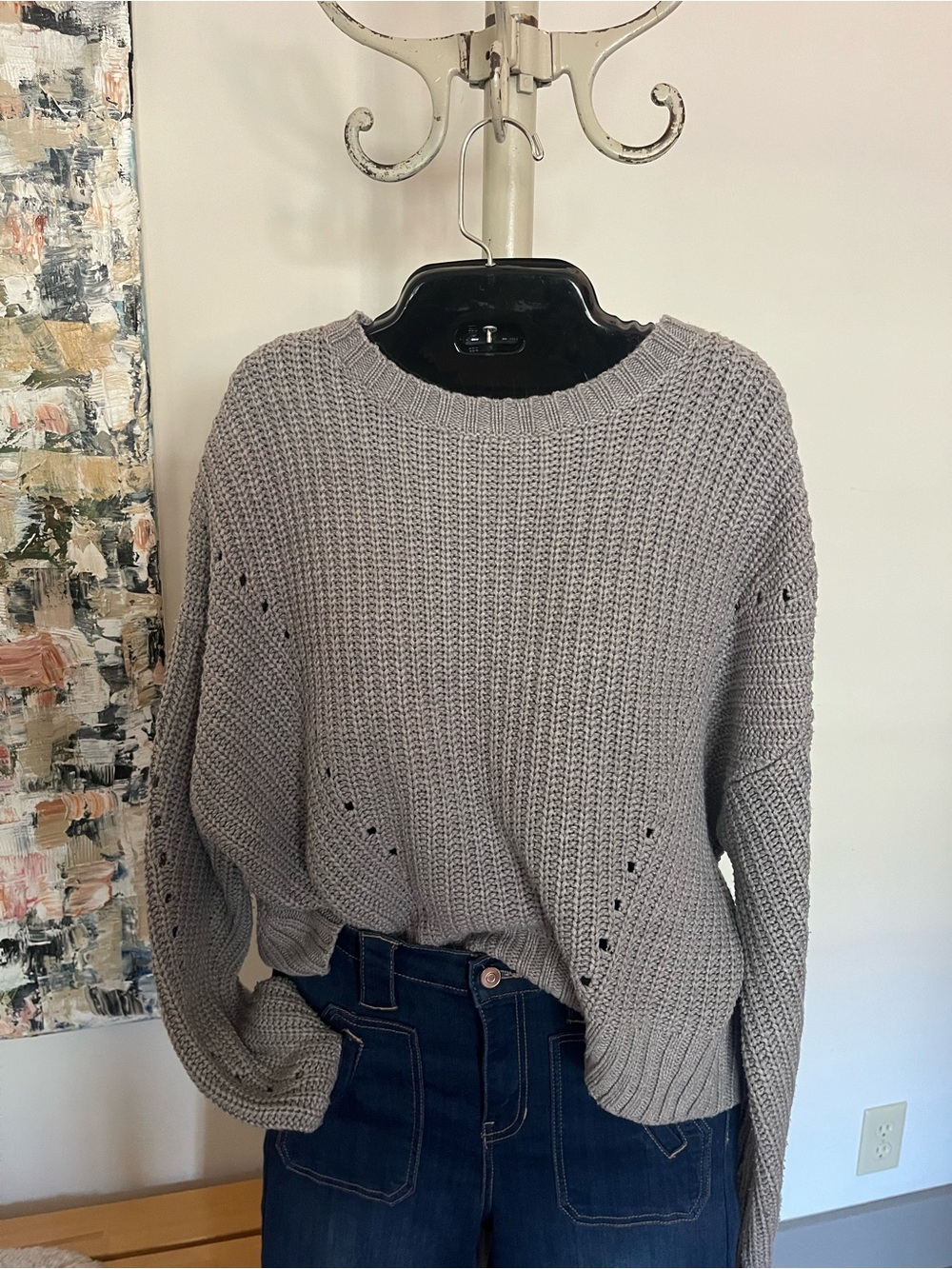 Streetwear Society Gray Chunky Knit Crewneck Sweater